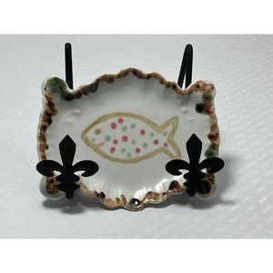 Hand Made & Painted Ceramic 5.5”‎ Fish Trinket/Soap Dish
